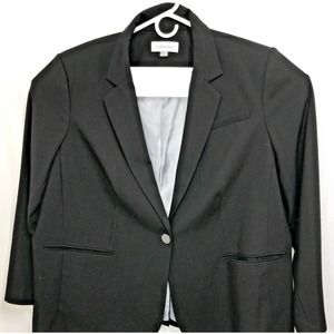 Calvin Klein Womens Blazer Jacket Size 24w Solid Black 1 Button 100% Polyester